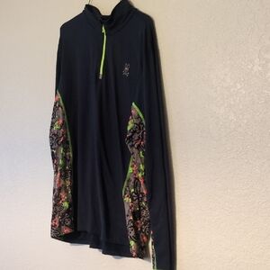 Physco Bunny 🐰 Blue/Green Long Sleeve Top with Multi Color Accents